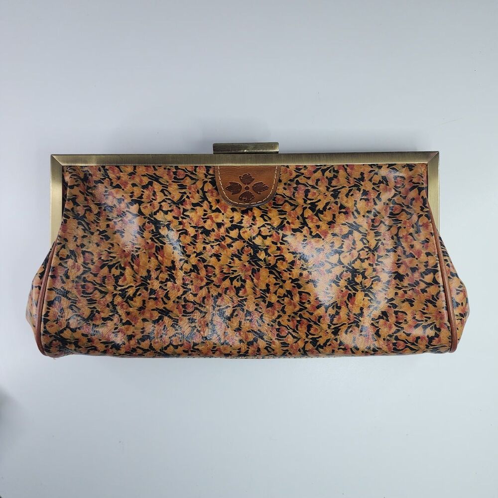 Patricia Nash Cassini Leather Clutch Purse Tulip Floral Frame Bag Autumn Colors